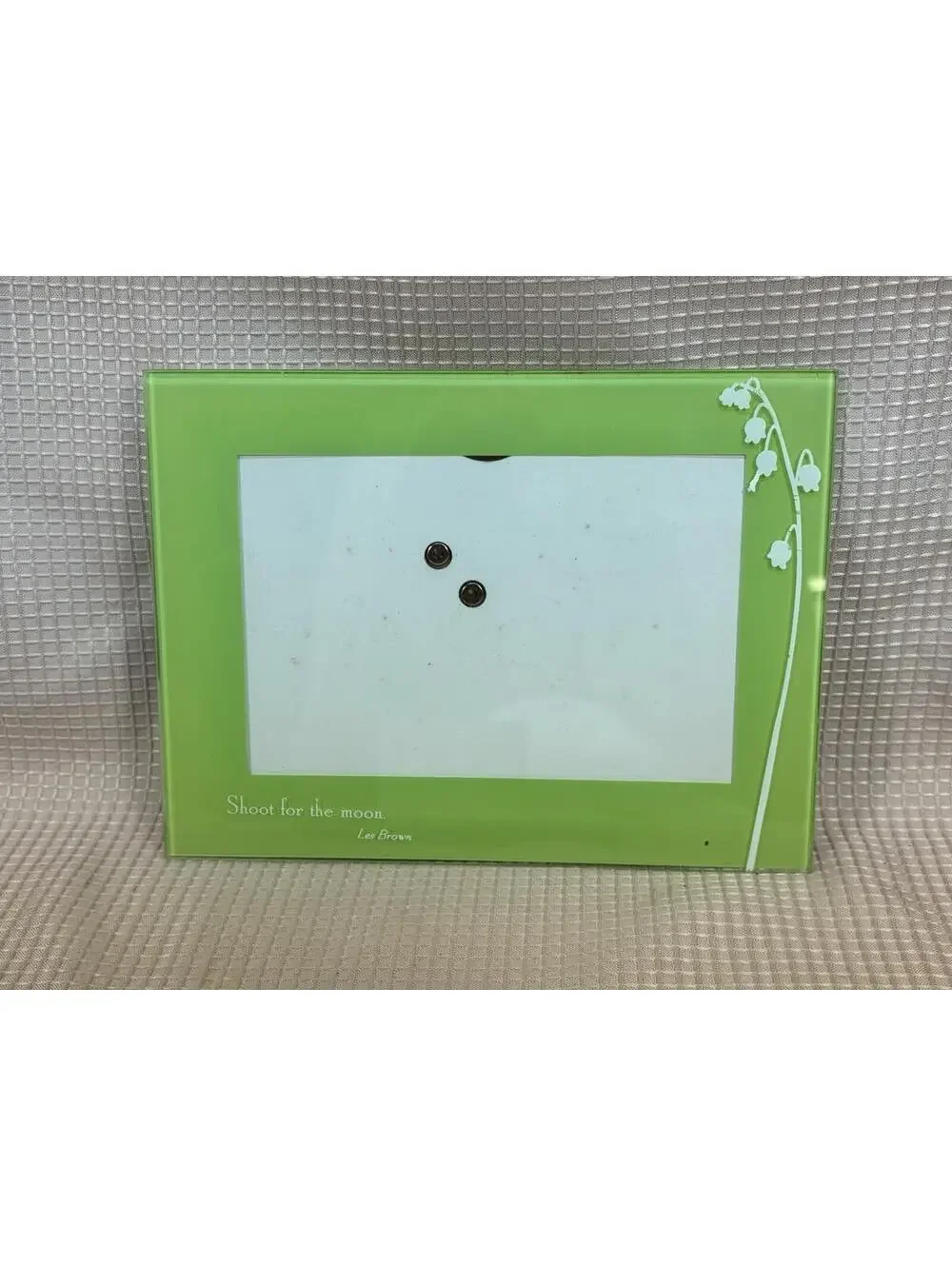 75 - SOLA Green Picture Frame Glass Les Brown Shoot For The Moon Lily Of Valley